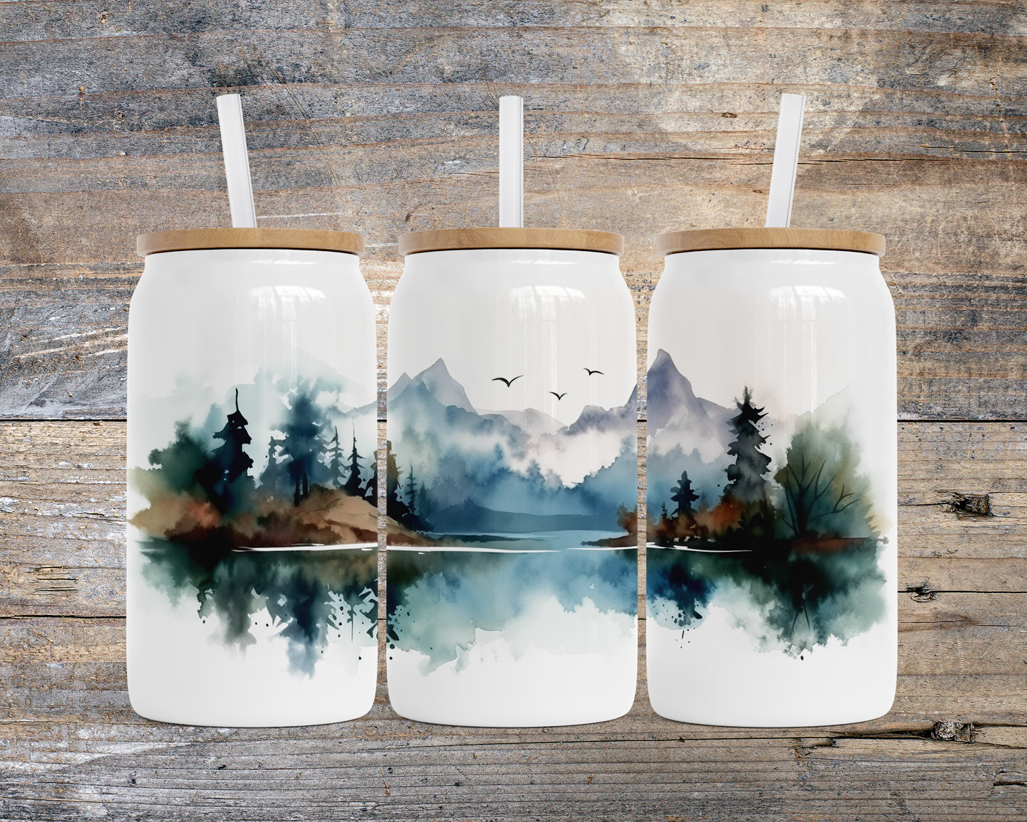 Unique 16 oz Stainless Steel Soda Can, Mountain Landscape Watercolor Design, Unique Gift for Sister, Outdoorsy Gift for her, Travel Cup