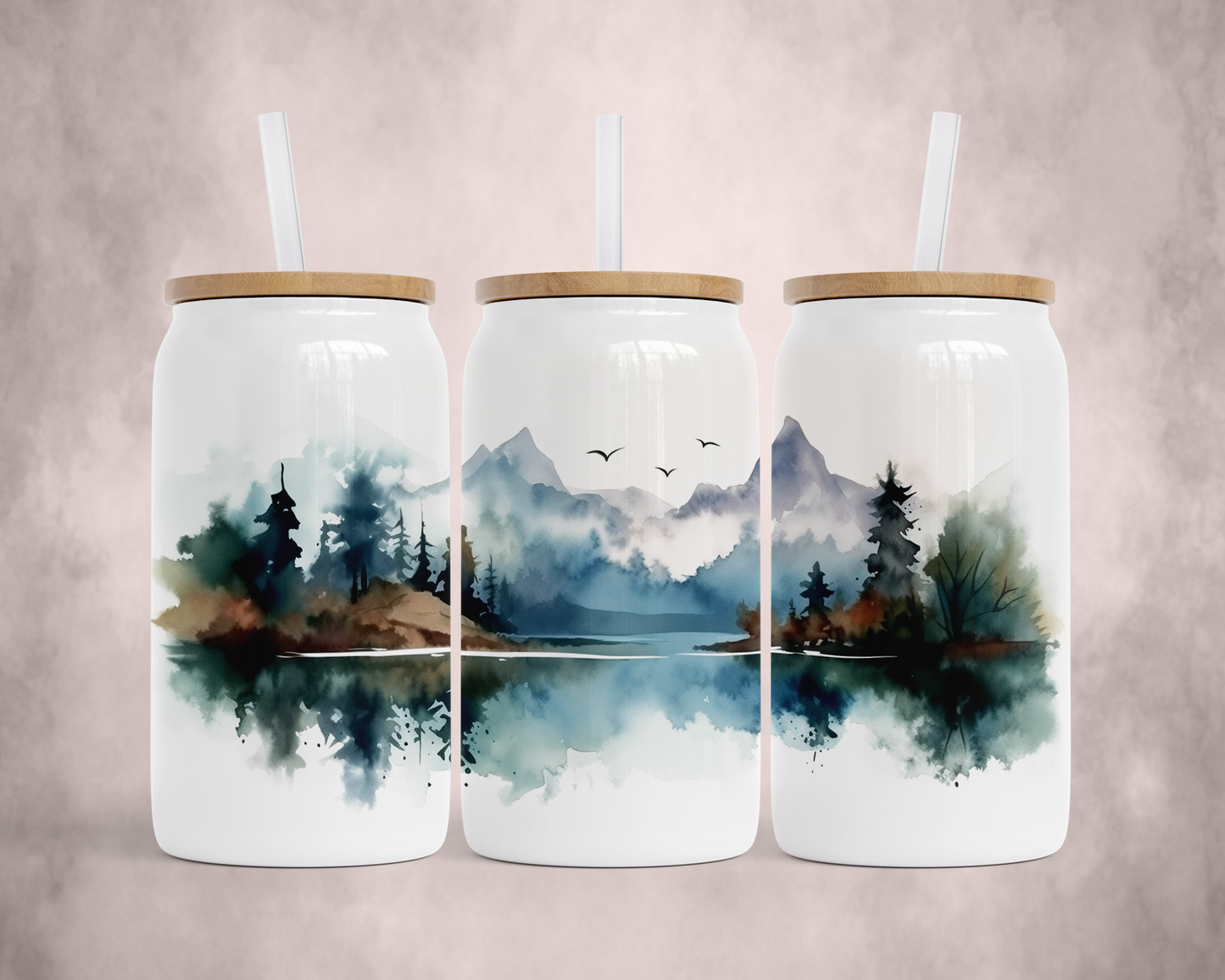 Unique 16 oz Stainless Steel Soda Can, Mountain Landscape Watercolor Design, Unique Gift for Sister, Outdoorsy Gift for her, Travel Cup