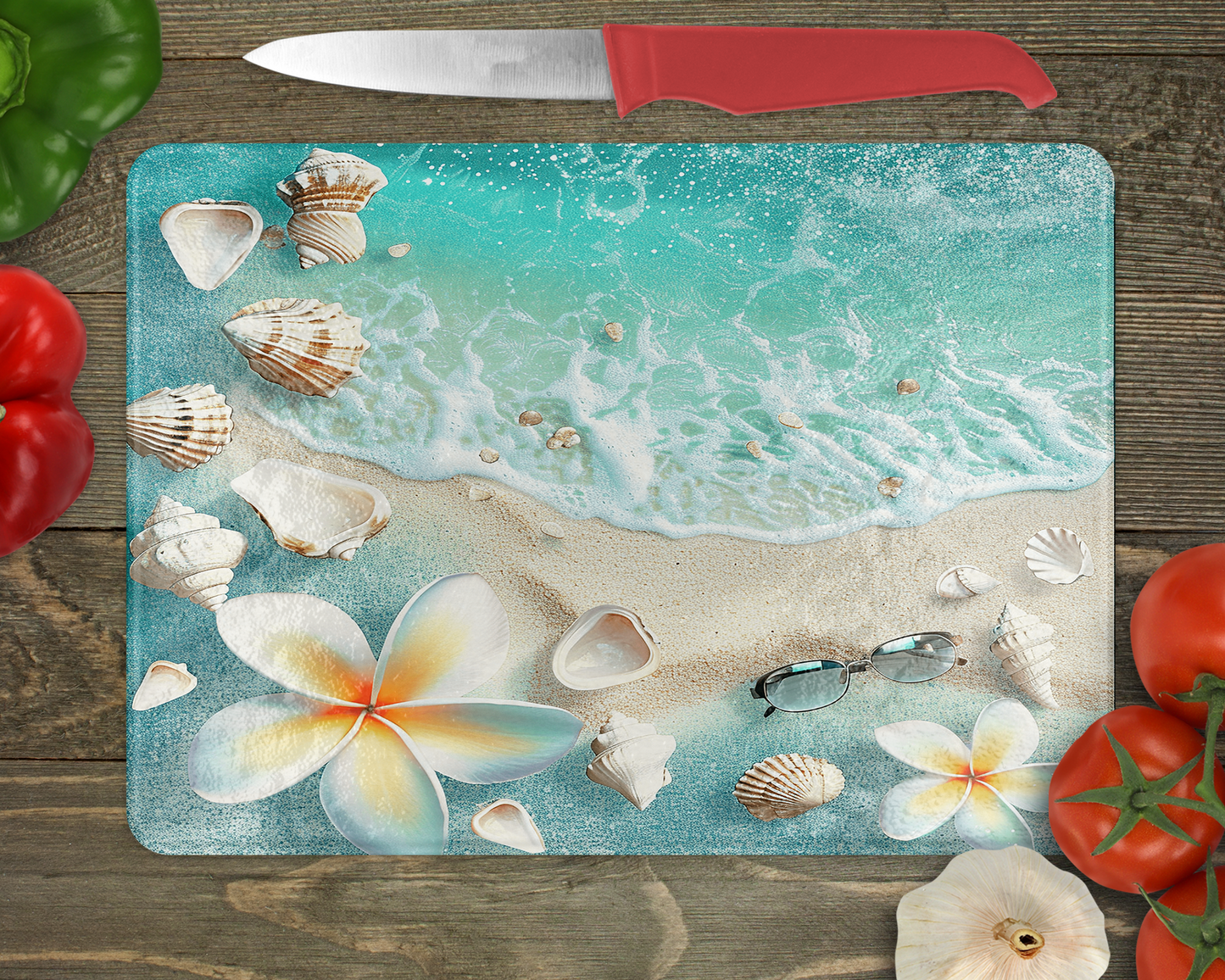Large Ocean-Themed Glass Cutting Board - Perfect Gift for Ocean Lovers