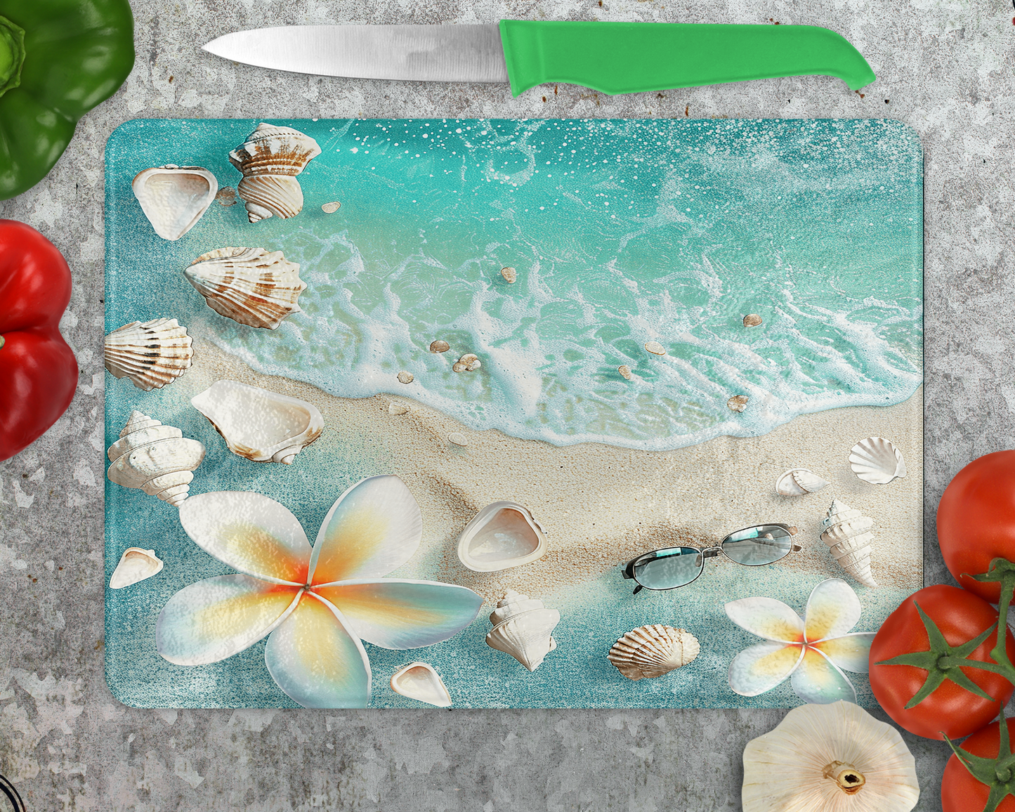 Large Ocean-Themed Glass Cutting Board - Perfect Gift for Ocean Lovers