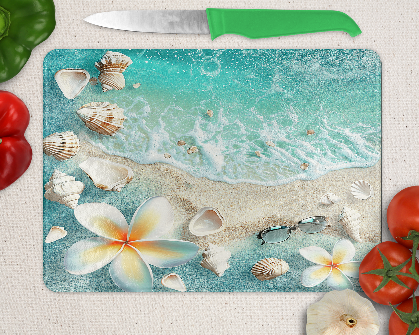 Large Ocean-Themed Glass Cutting Board - Perfect Gift for Ocean Lovers