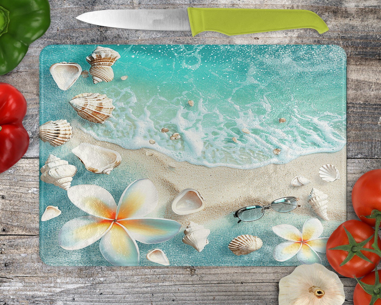 Large Ocean-Themed Glass Cutting Board - Perfect Gift for Ocean Lovers
