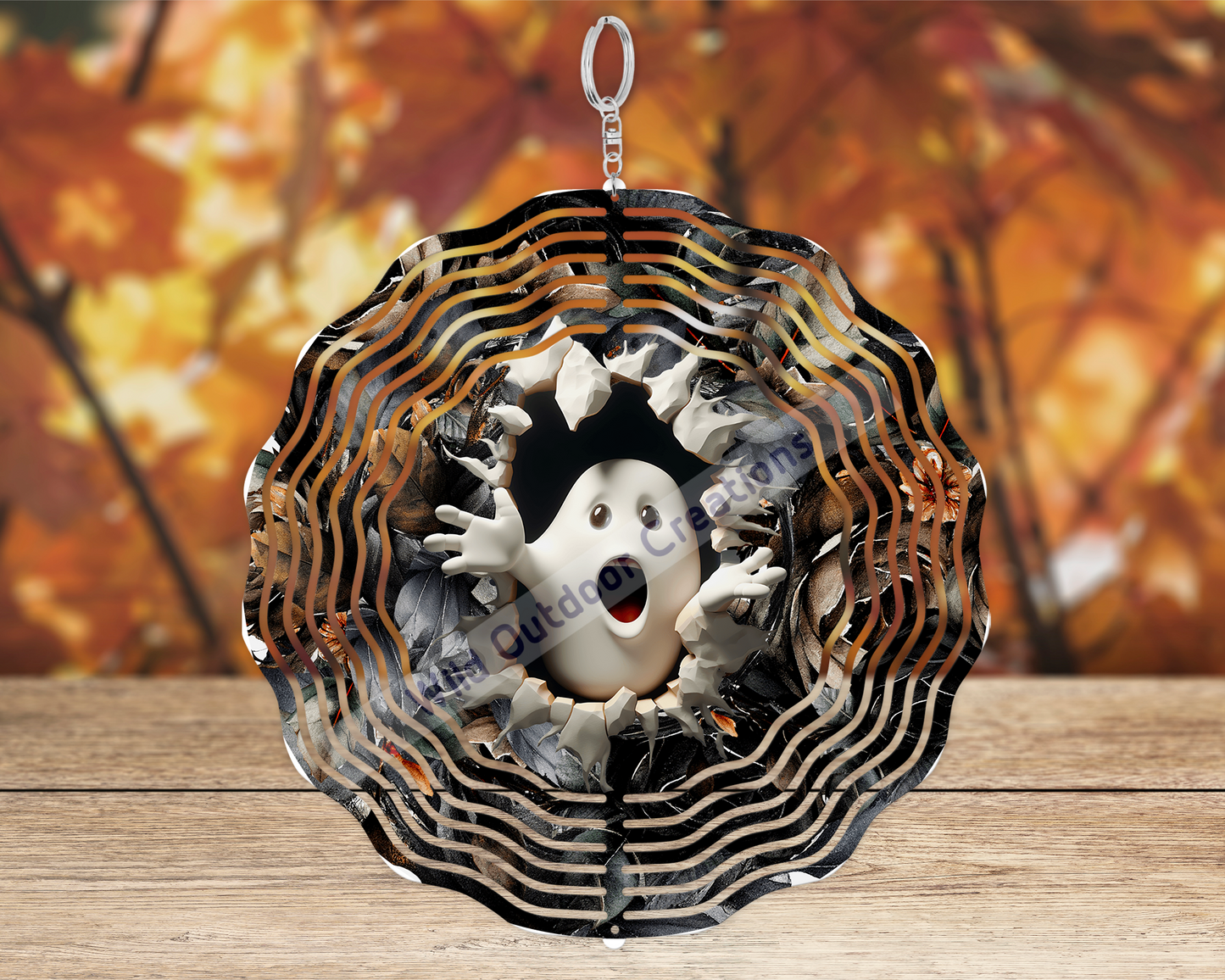 10-Inch Ghost 3D Wind Spinner for Halloween Front Porch Decor