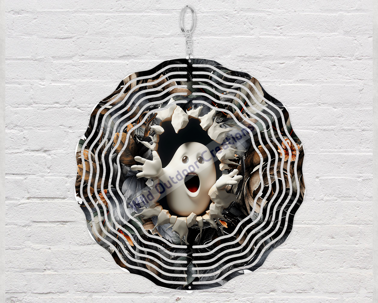 10-Inch Ghost 3D Wind Spinner for Halloween Front Porch Decor