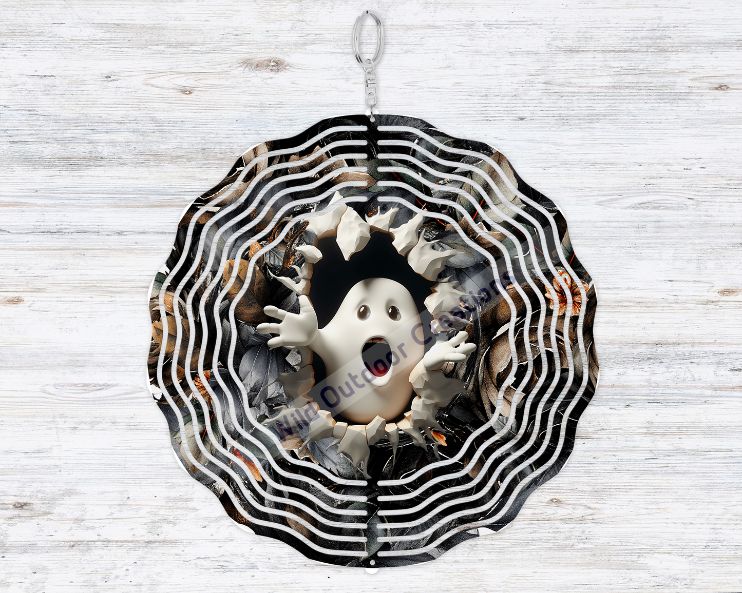 10-Inch Ghost 3D Wind Spinner for Halloween Front Porch Decor