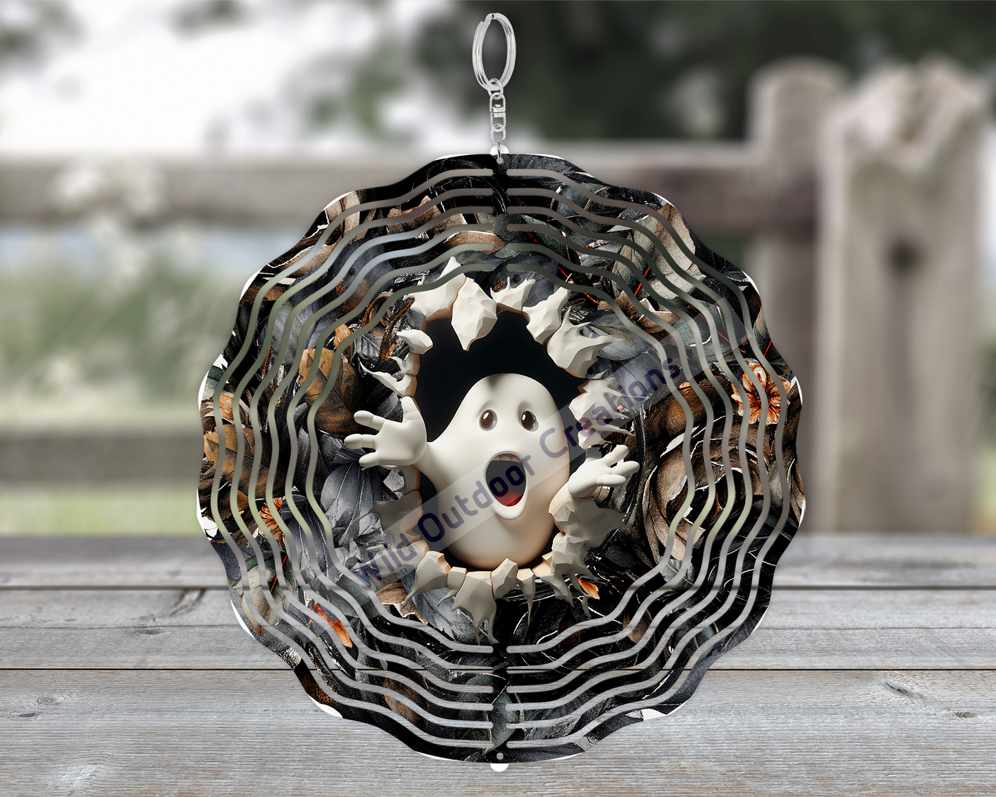 10-Inch Ghost 3D Wind Spinner for Halloween Front Porch Decor