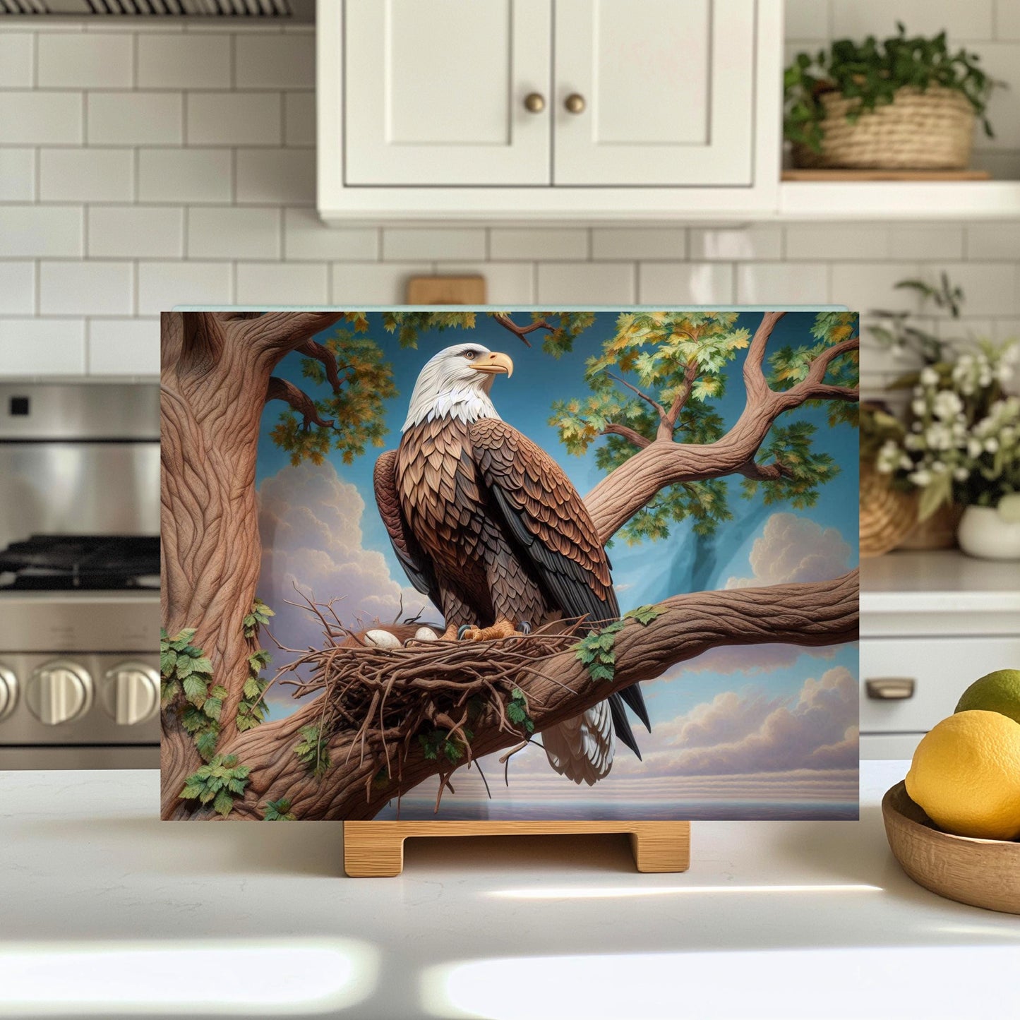 Bald Eagle Tempered Glass Cutting Board - Nature-Inspired Kitchen Decor