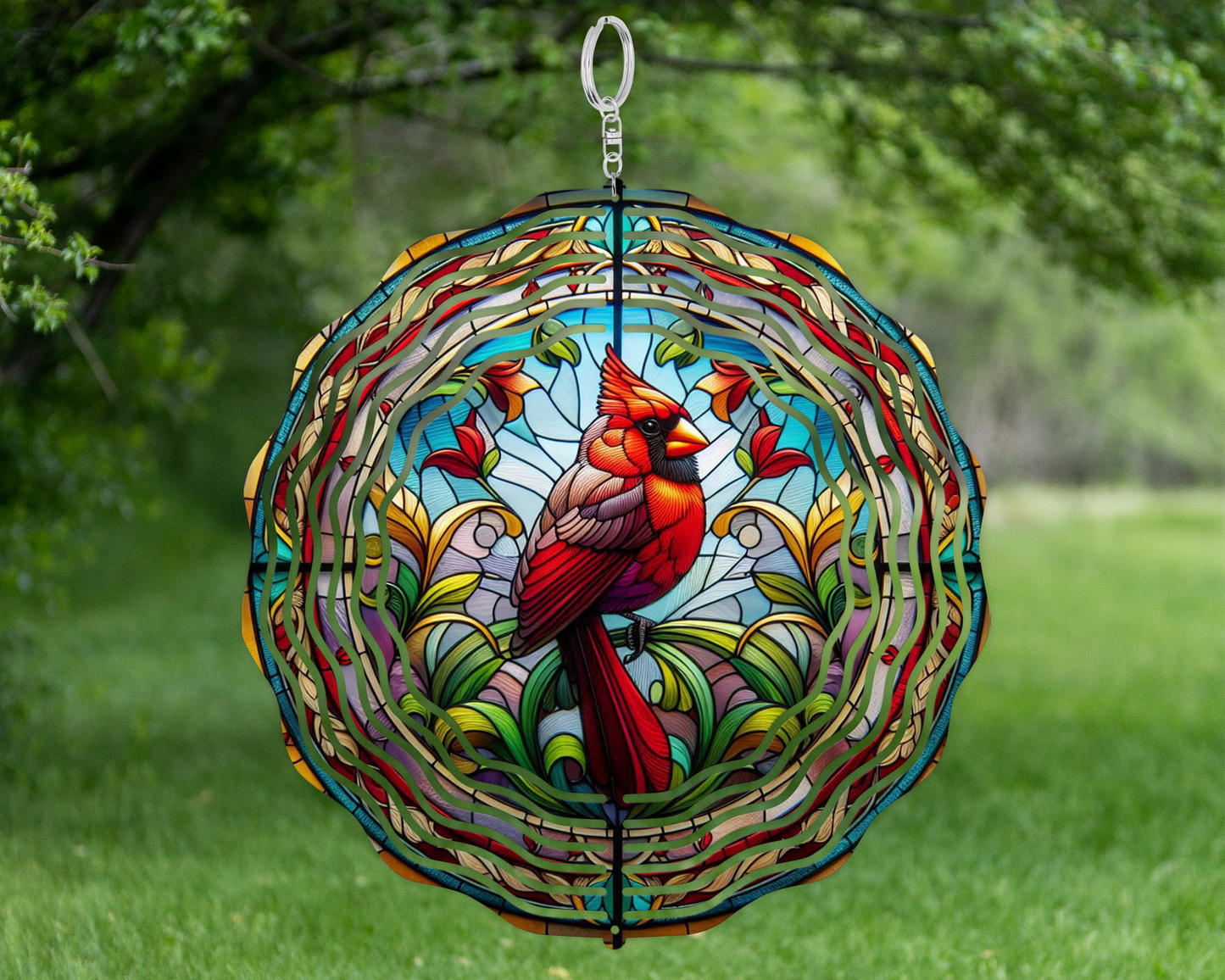Cardinal Wind Spinner - Stained Glass Design for Nature-Inspired Porch Decor Unique Mothers Day Gift