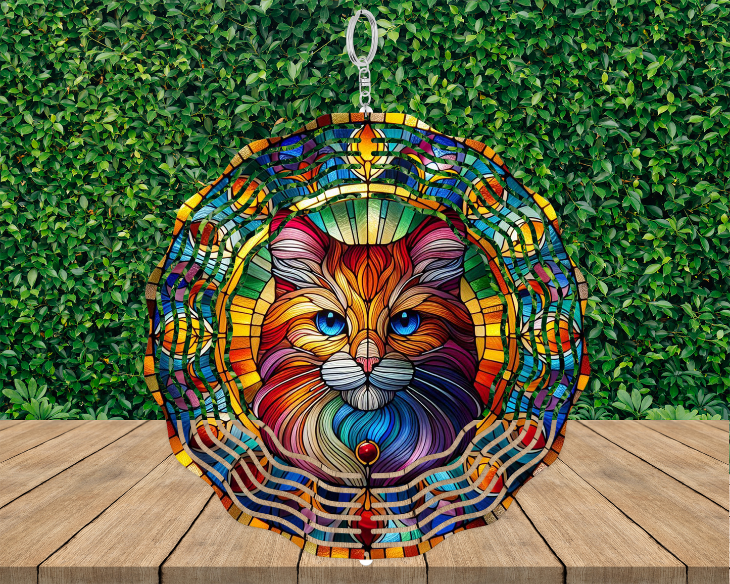 Unique 3D Wind Spinner with Vibrant Orange Cat Design
