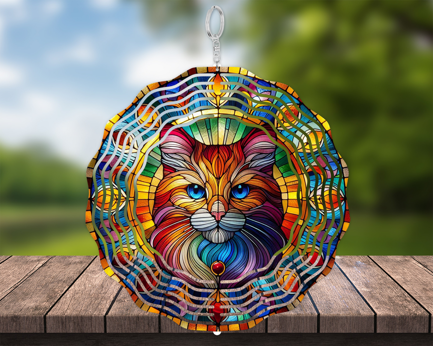 Cat Lovers' Stained Glass Wind Spinner - 3D Decor Piece
