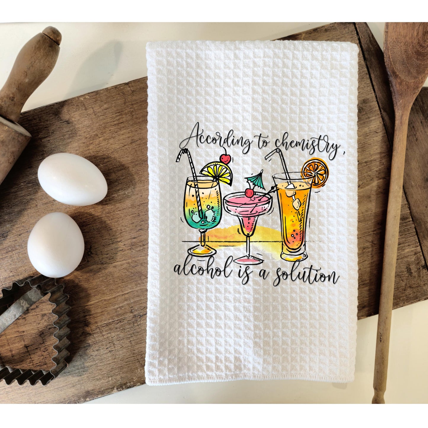 Microfiber Cocktail Glass Towel - Waffle Weave Bar Accessory with Chemistry Quote