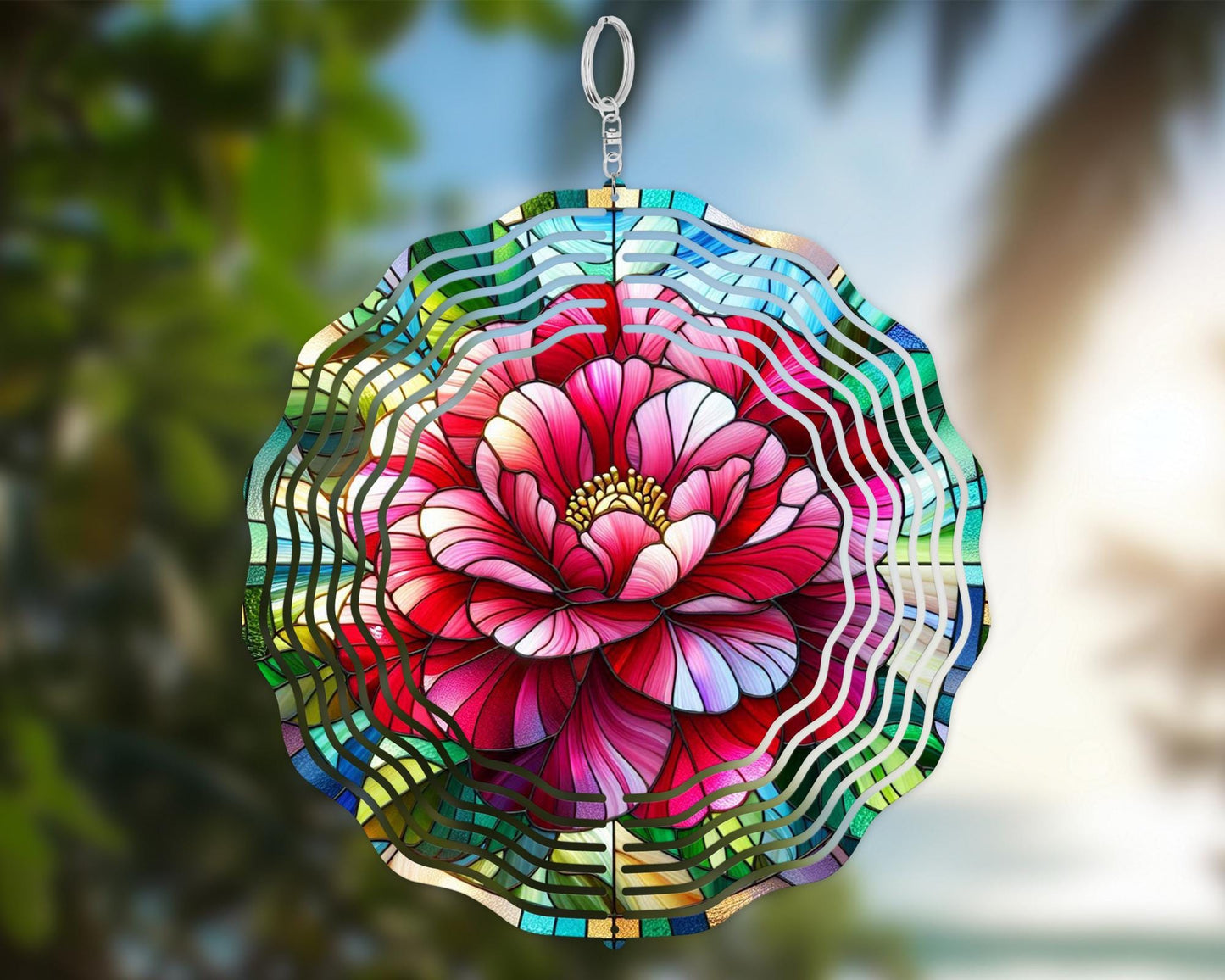 Camellia Wind Spinner - Elegant Alabama State Flower Decor for Housewarming Gifts
