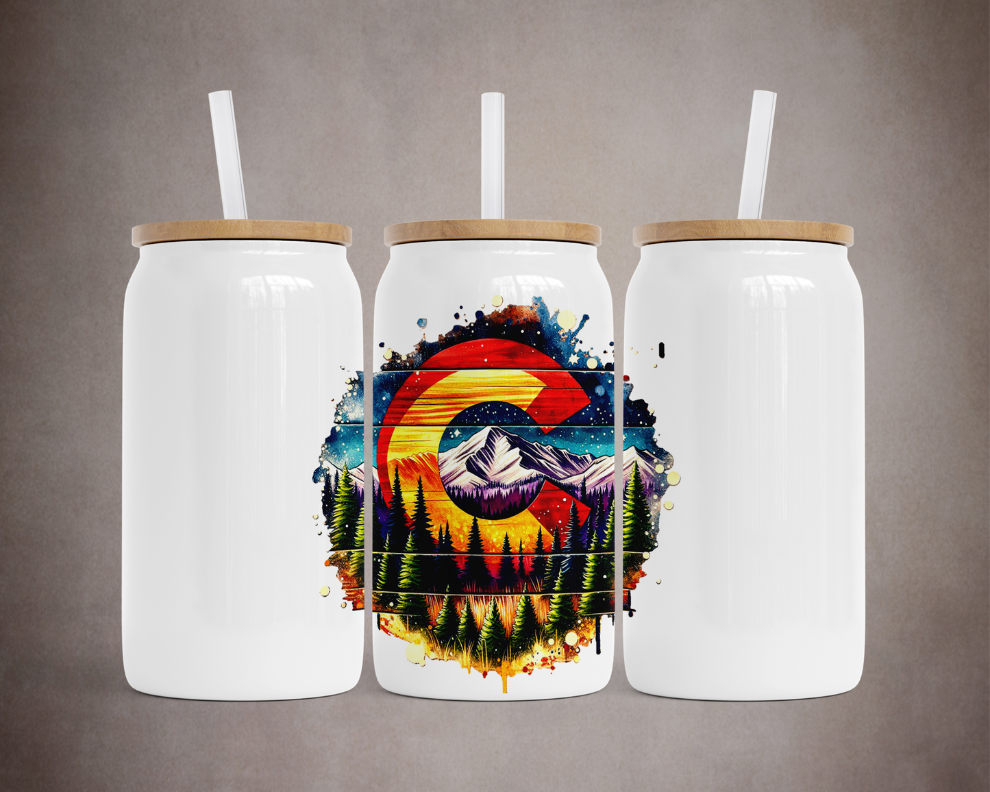 Rustic CO Logo Stainless Steel Soda Can, 16 oz Mountain Pine Tree Design, Unique Gift for Colorado Lover, Colorado Pride, Cold Beverage Cup