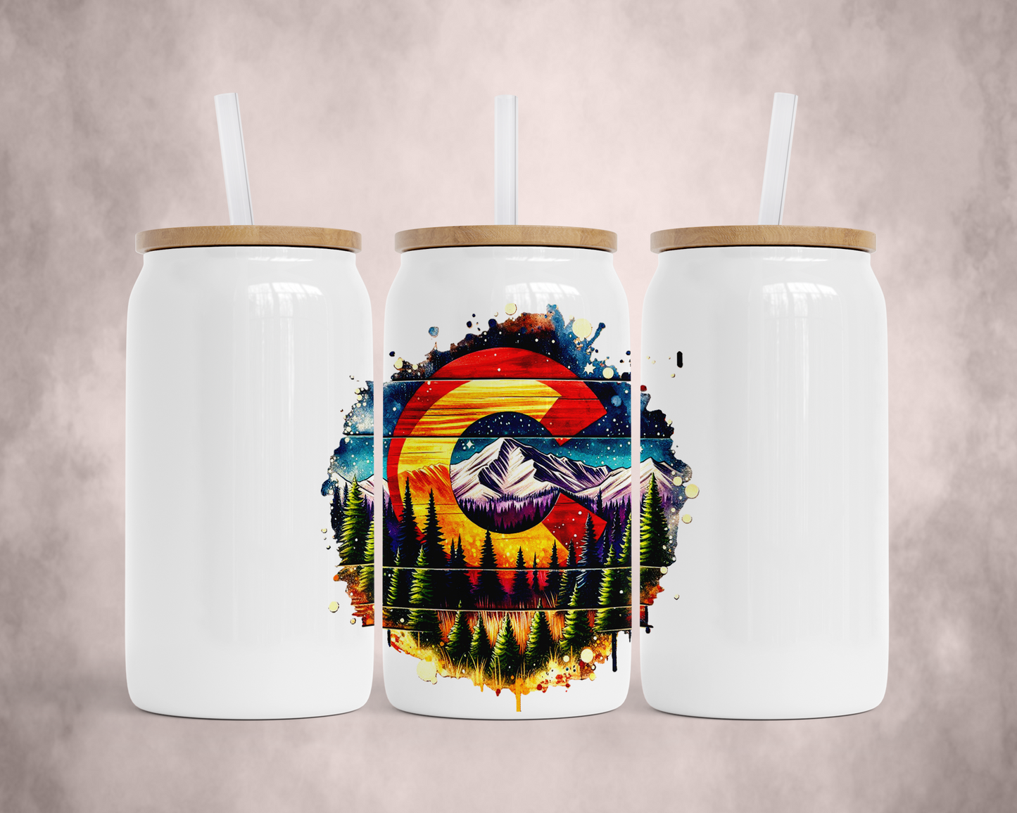 Rustic CO Logo Stainless Steel Soda Can, 16 oz Mountain Pine Tree Design, Unique Gift for Colorado Lover, Colorado Pride, Cold Beverage Cup