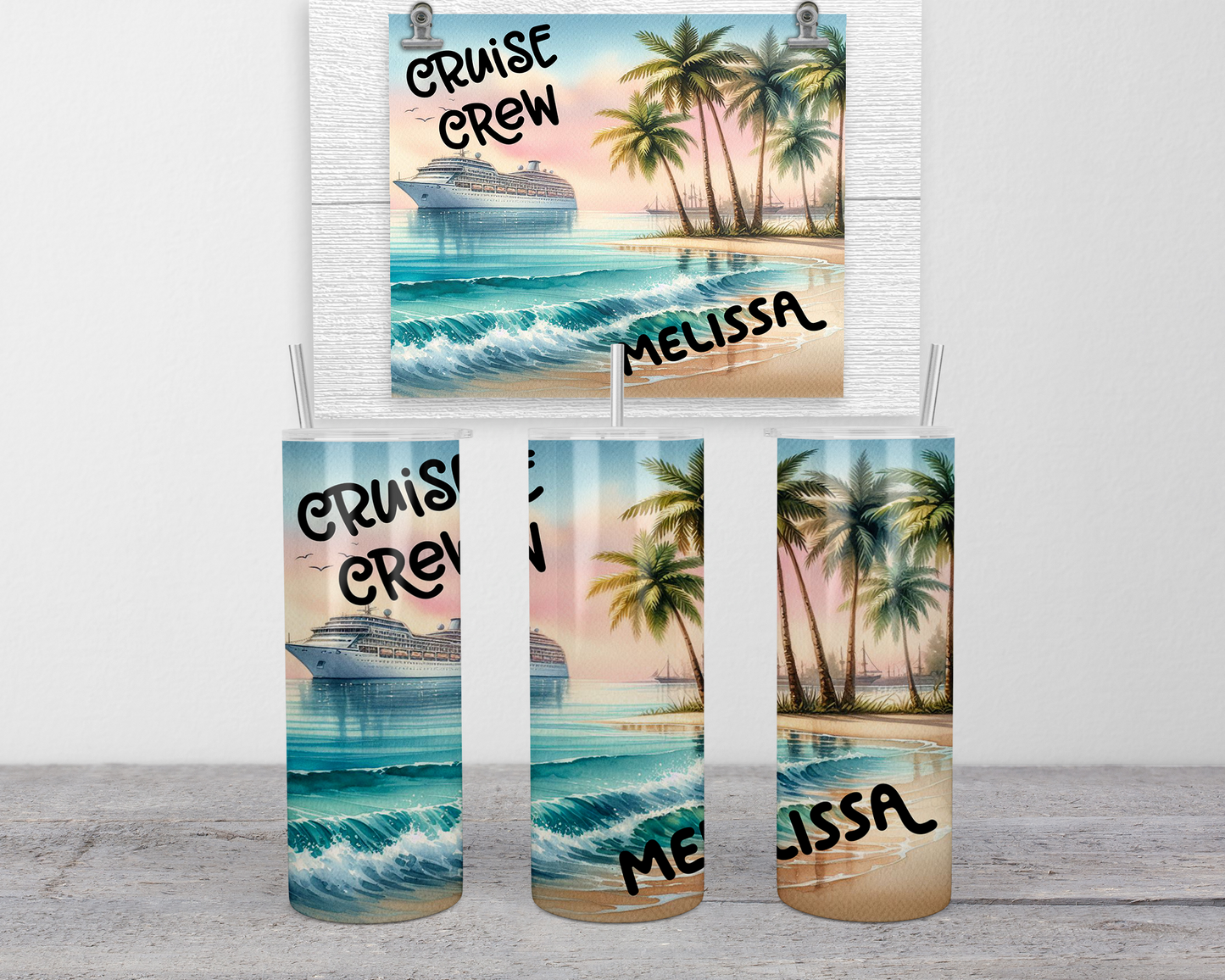 Personalized Glow-in-the-Dark Cruise Crew Tumbler - Custom Girls Trip Gift Vacation On-the-Go Cup