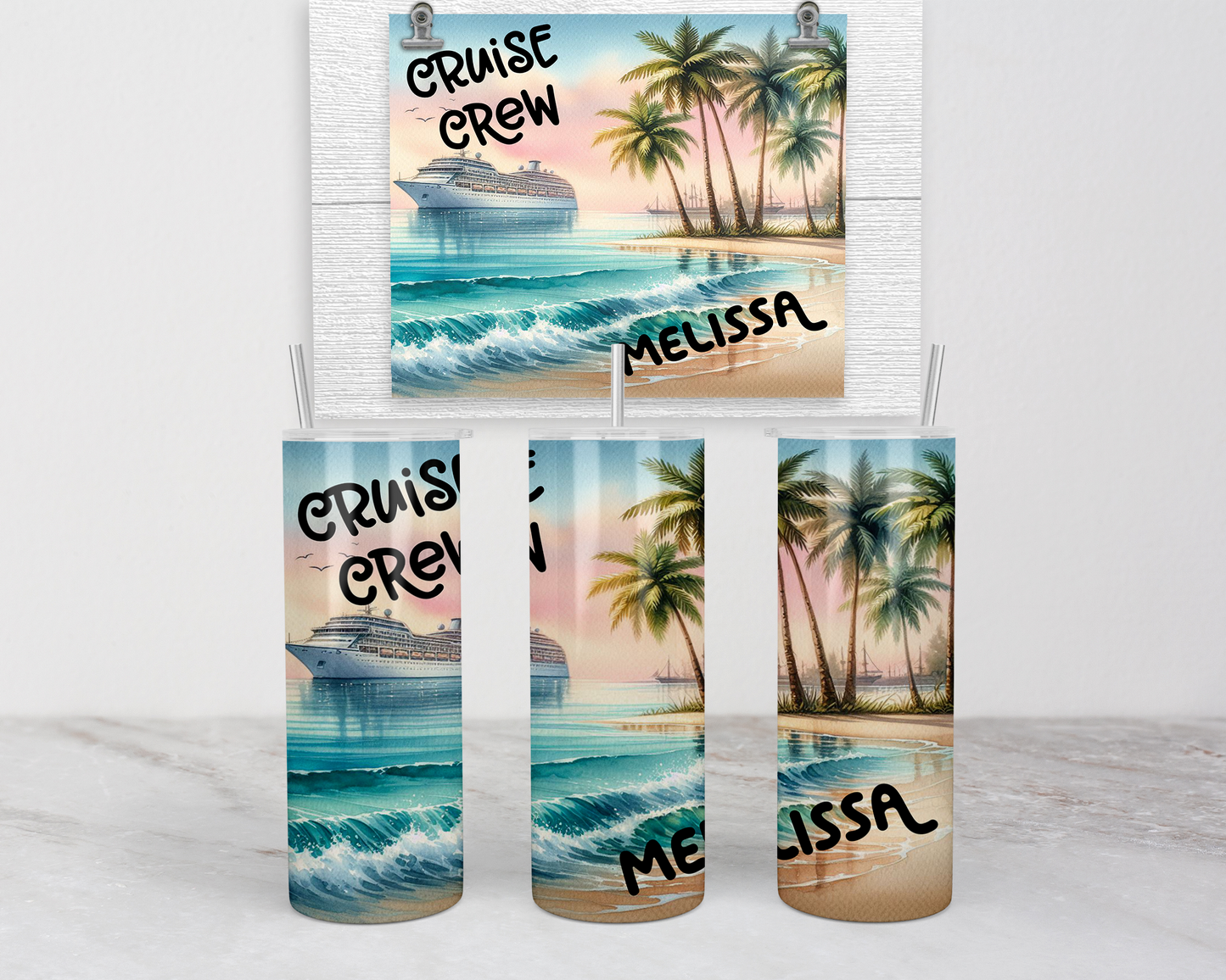 Personalized Glow-in-the-Dark Cruise Crew Tumbler - Custom Girls Trip Gift Vacation On-the-Go Cup