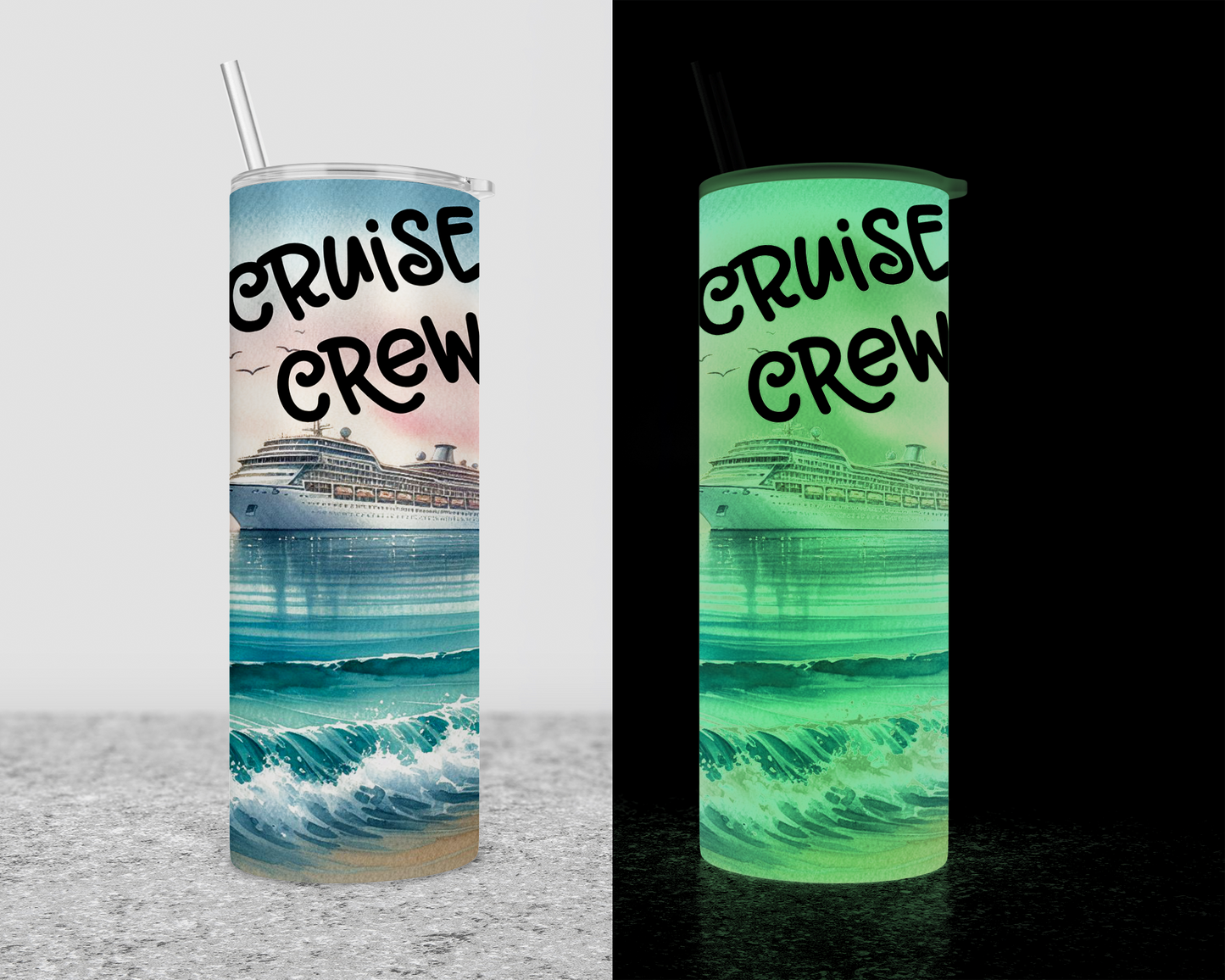Personalized Glow-in-the-Dark Cruise Crew Tumbler - Custom Girls Trip Gift Vacation On-the-Go Cup
