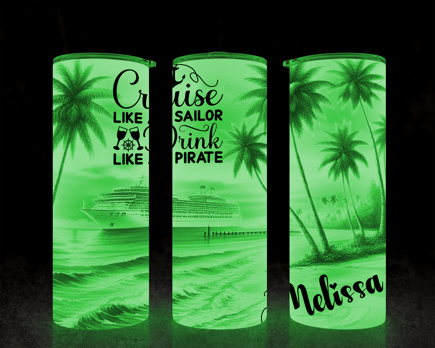 Personalized Tumbler Cup for Beach Vacations - Custom Girls Trip Family Cruise Travel Mug with Lid