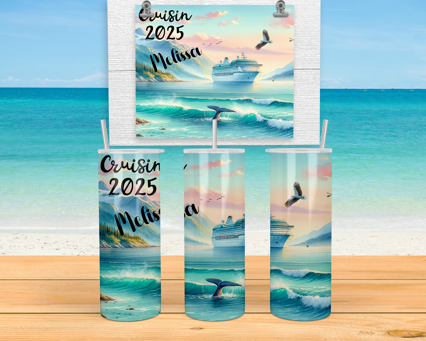 Personalized Glow-in-the-Dark Cruise Tumbler - Perfect for Girls Trips Cruise Crew Gifts