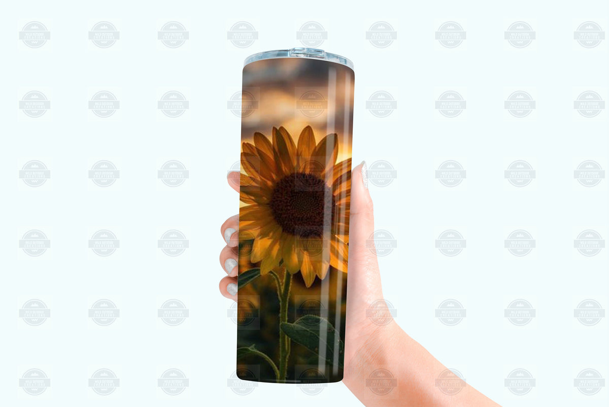 Sunflower Tumbler | Sunset Field 20Oz Stainless Steel Coffee Cup