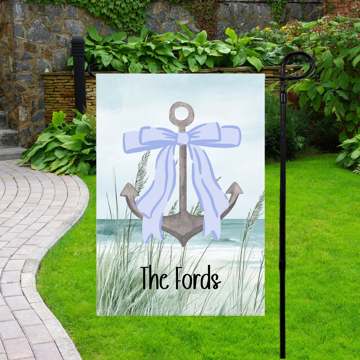 Personalized Nautical Anchor Garden Flag, Preppy Garden Flag