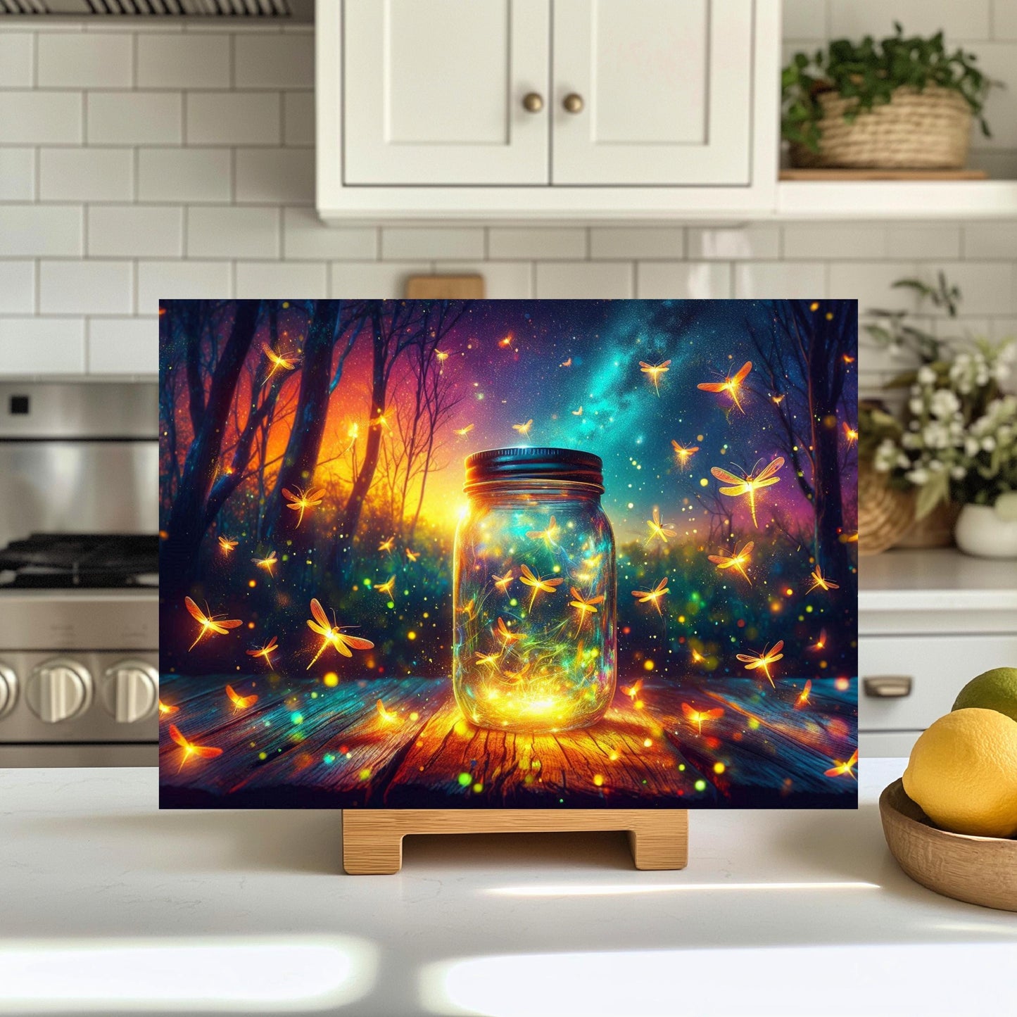 Firefly Mason Jar Glass Cutting Board - Nature-Inspired Housewarming Gift