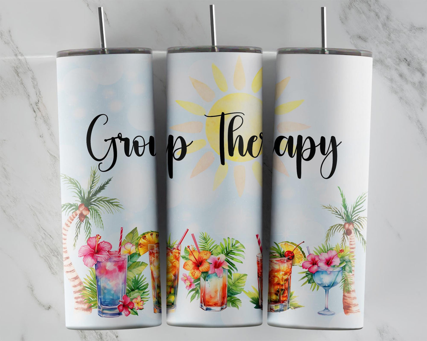 Tropical Vibes Tumbler - Durable Beach Drinkware for Poolside Fun Relaxation