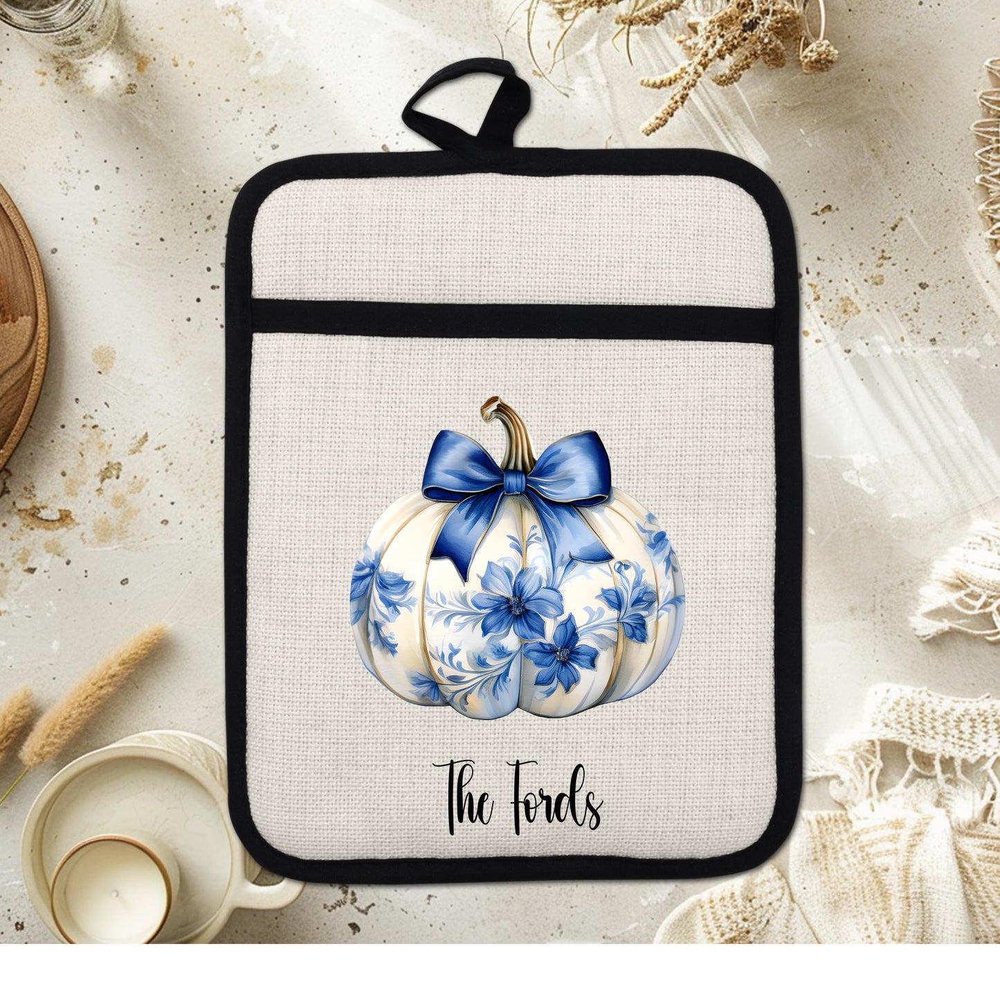 Personalized Fall Pot Holder - Unique Custom Hostess Gift for Autumn