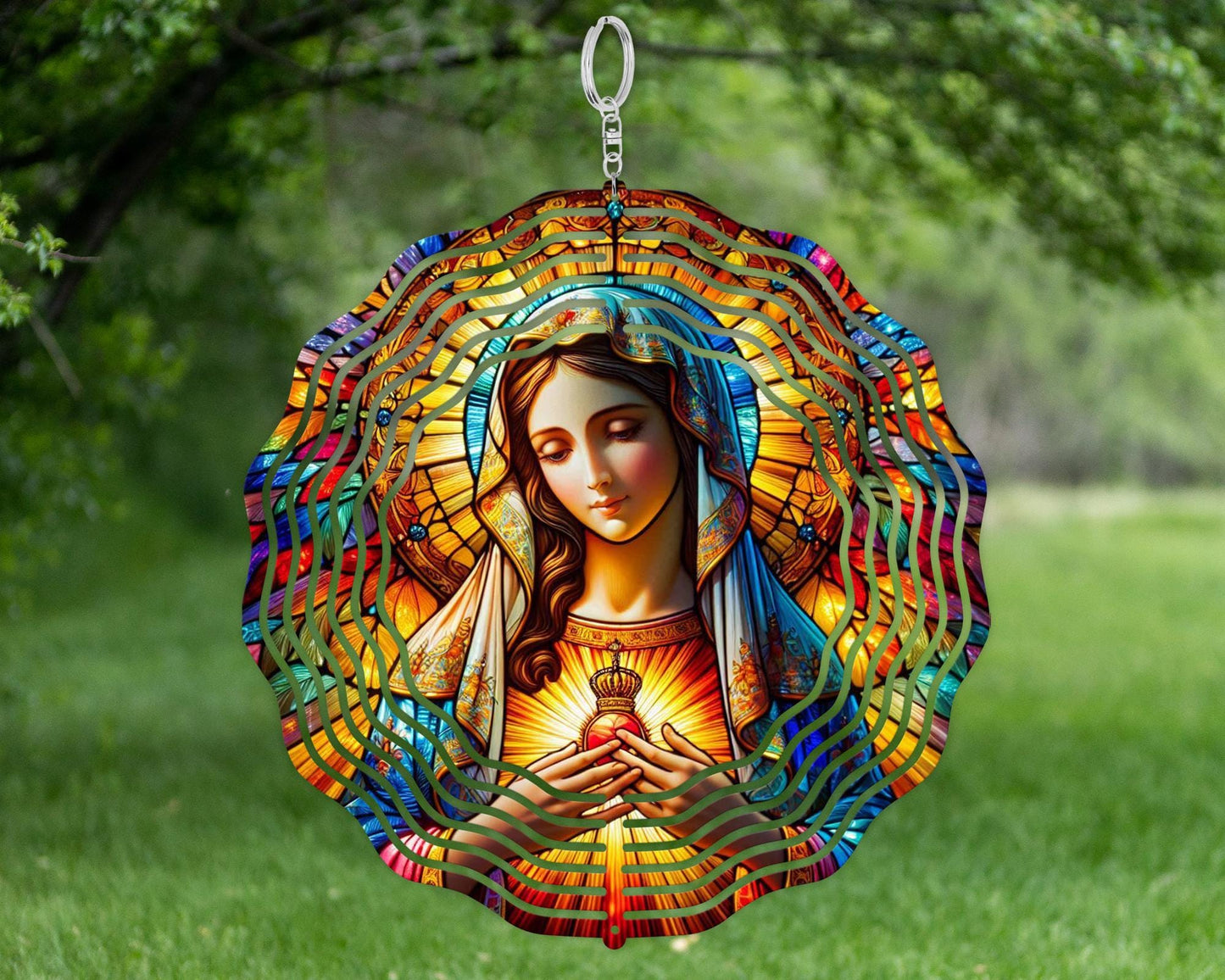 Mother Mary Aluminum Wind Spinner - UV-Protected Garden Decor for Outdoor Spaces