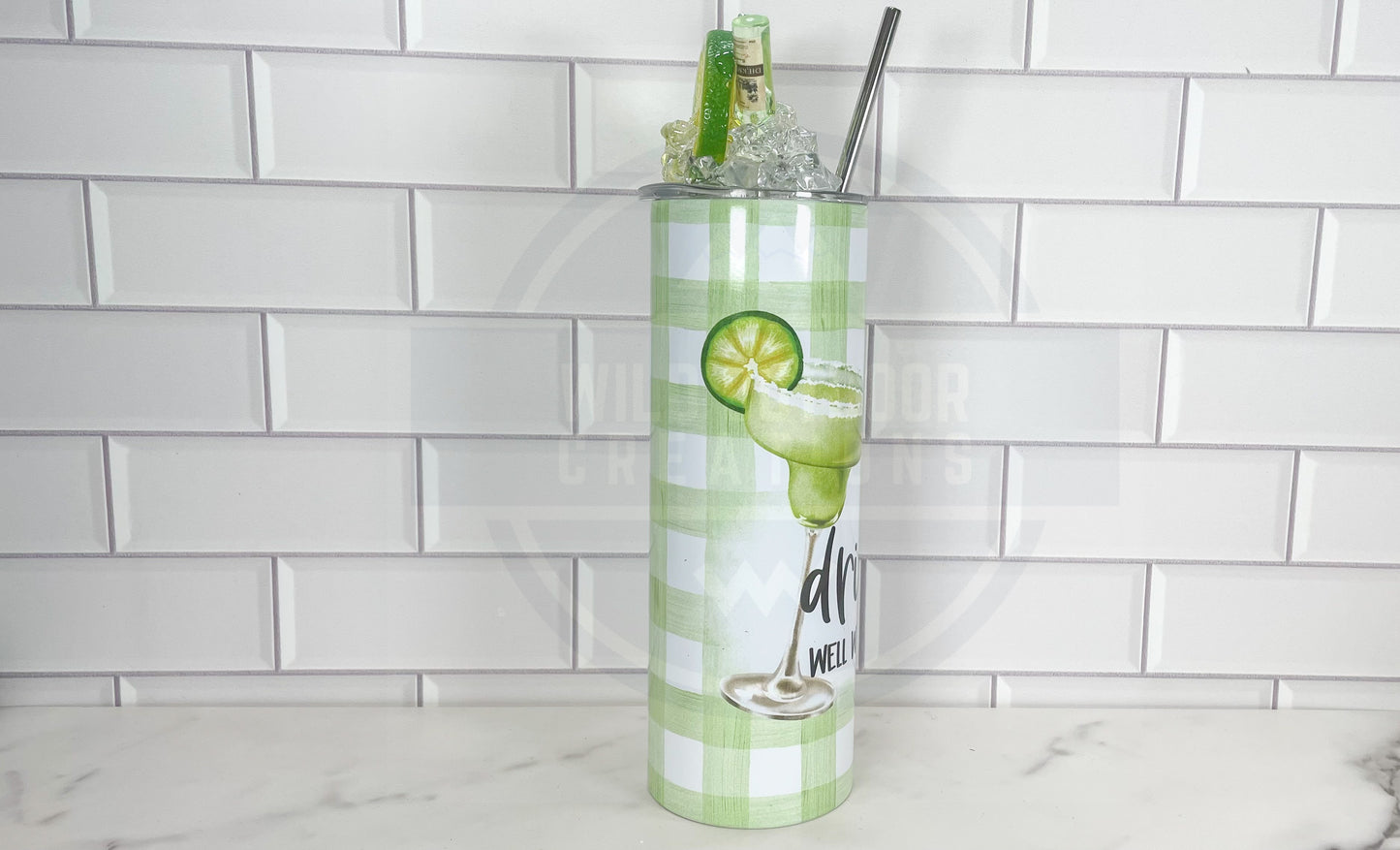 20oz Tumbler with Fake Ice Lid Topper - Drinks Well With Others