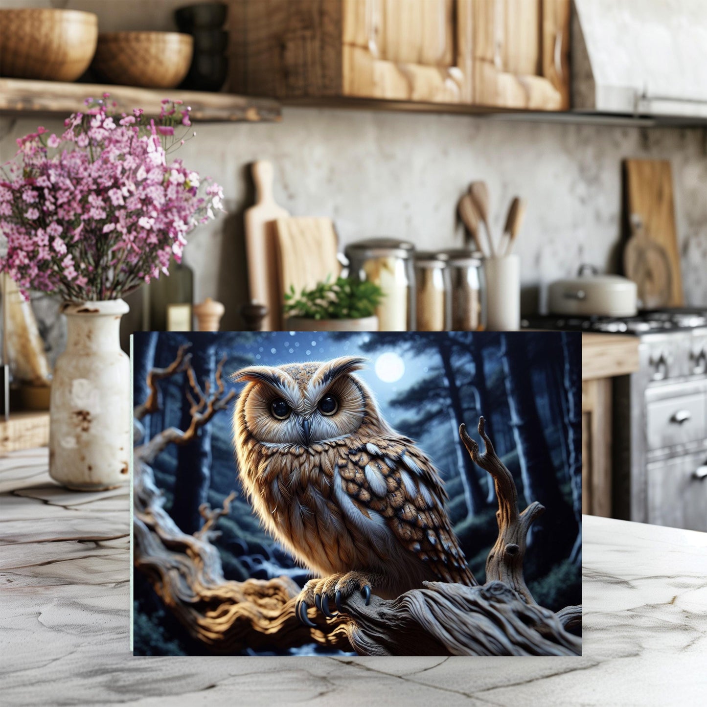Tempered Glass Owl Cutting Board - Unique Kitchen Decor Perfect Gift for Owl Lovers