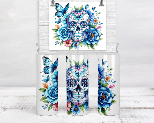 Glow-in-the-Dark Sugar Skull Tumbler  Perfect Unique Gift for Spooky Chic Enthusiasts