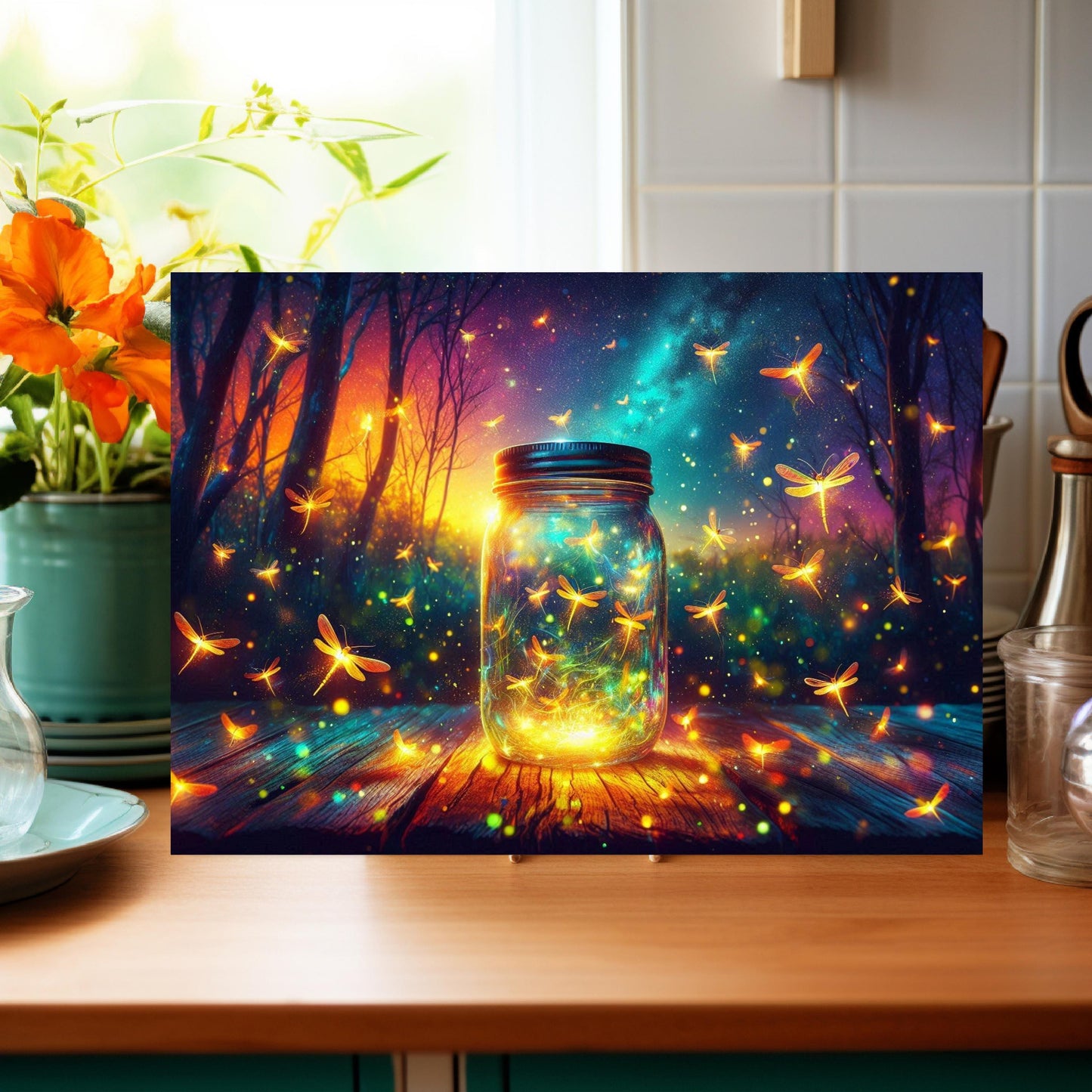 Firefly Mason Jar Glass Cutting Board - Nature-Inspired Housewarming Gift