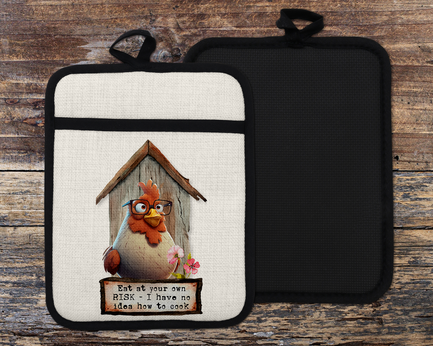 Funny Chicken Oven Mitt, Farmhouse Decor, Sarcastic Chicken Oven Mitt
