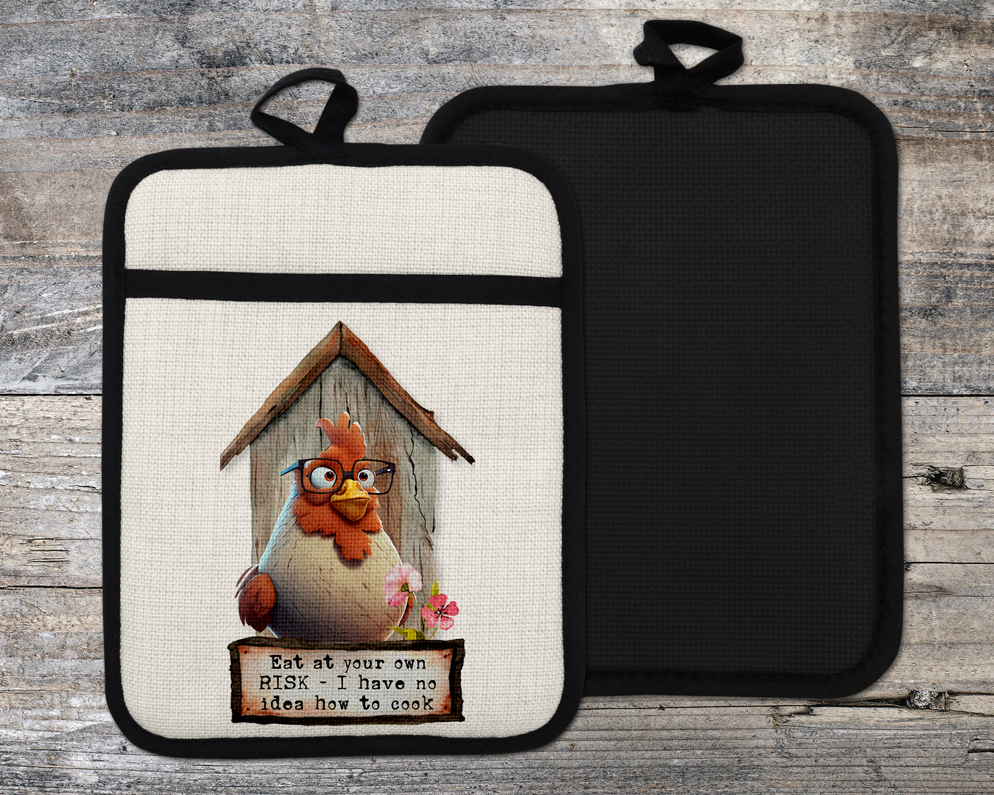 Funny Chicken Oven Mitt, Farmhouse Decor, Sarcastic Chicken Oven Mitt