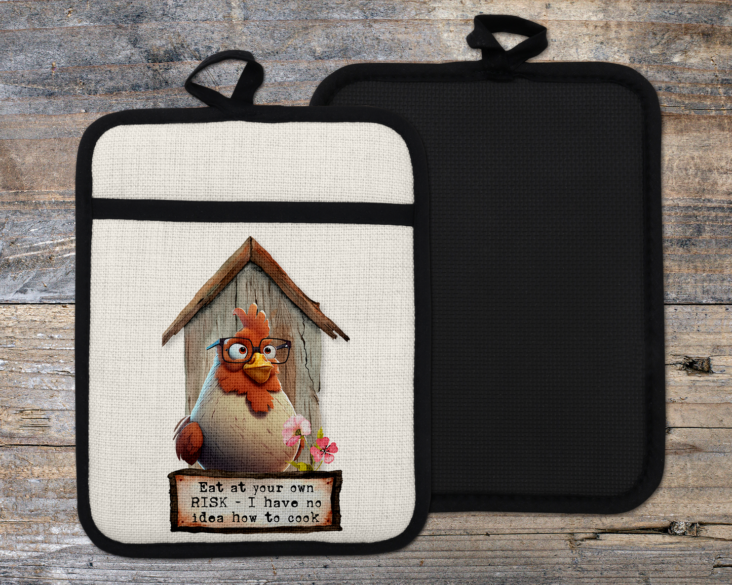 Funny Chicken Oven Mitt, Farmhouse Decor, Sarcastic Chicken Oven Mitt