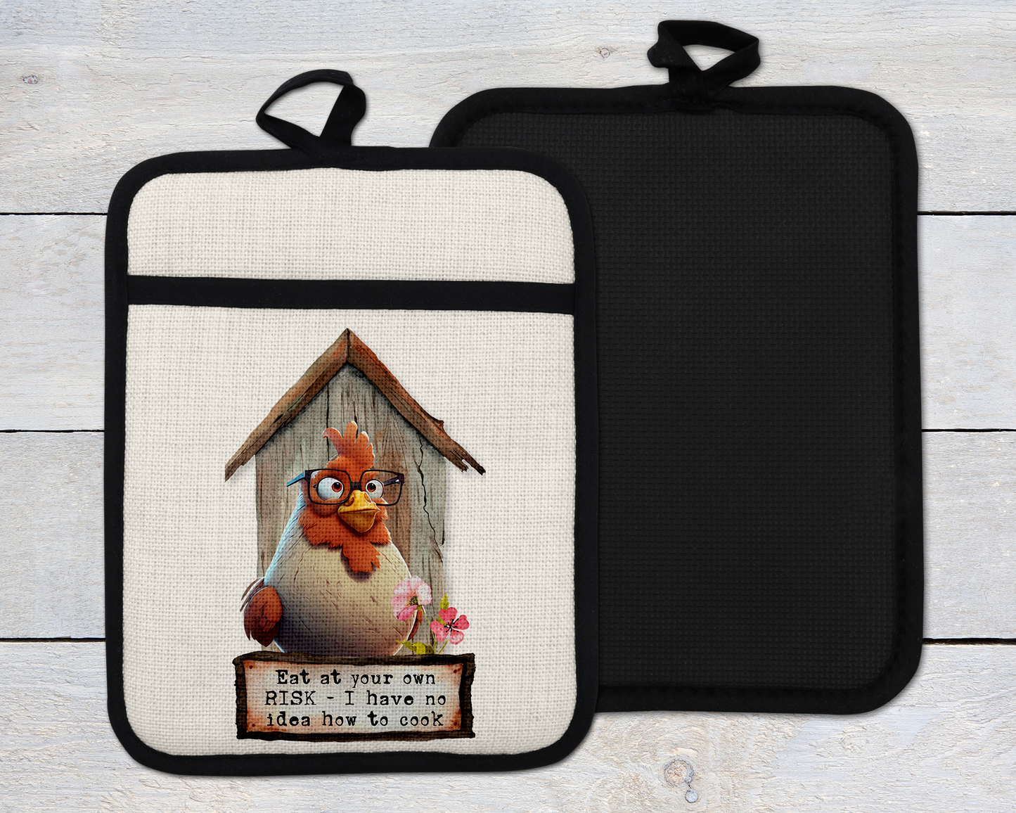 Funny Chicken Oven Mitt, Farmhouse Decor, Sarcastic Chicken Oven Mitt