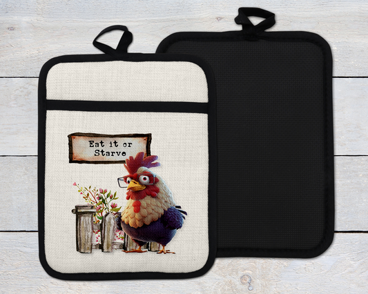 Funny Chicken Oven Mitt - Farmhouse Kitchen Decor with Quirky Charm