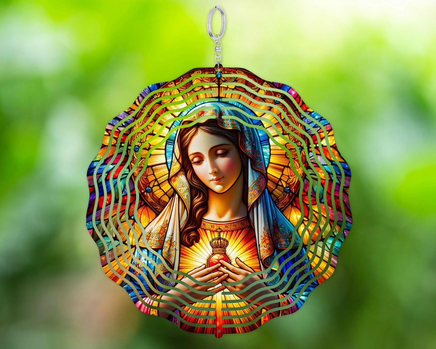 Mother Mary Aluminum Wind Spinner - UV-Protected Garden Decor for Outdoor Spaces
