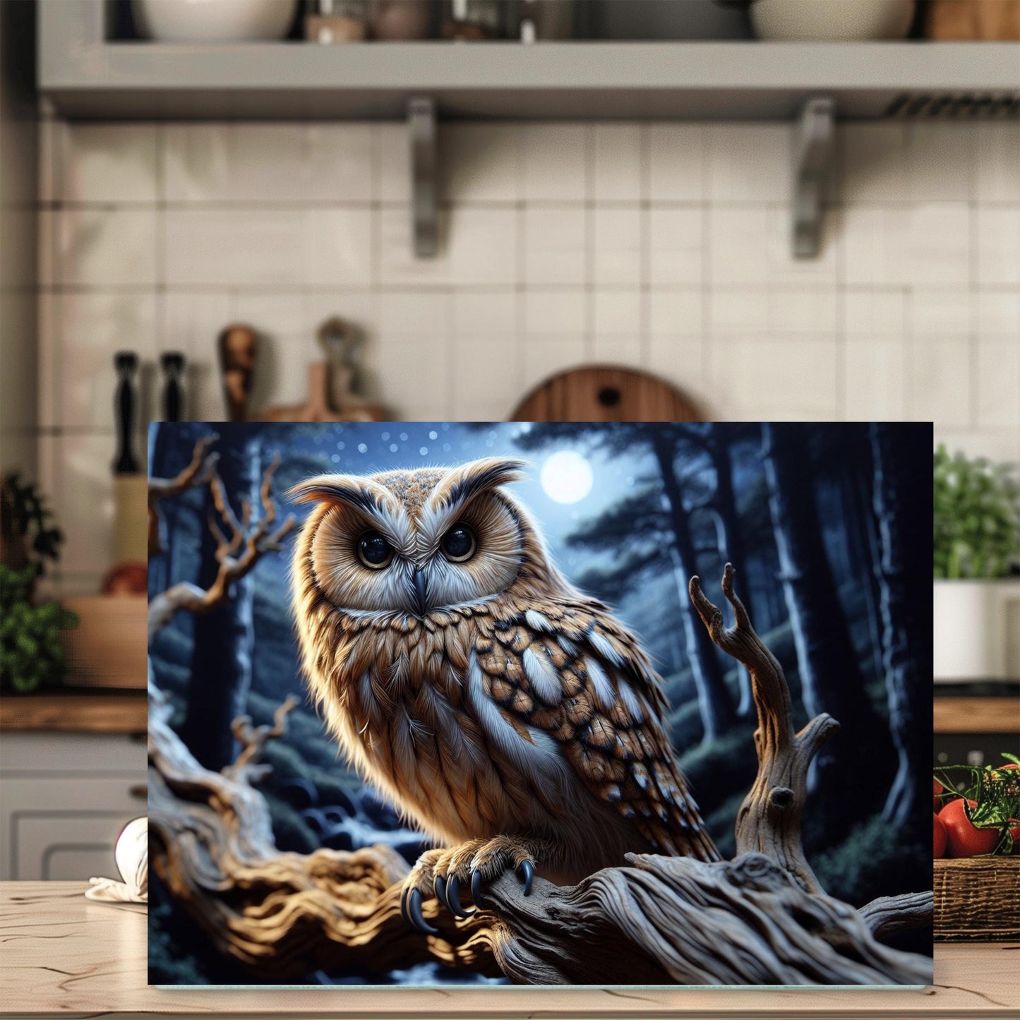 Tempered Glass Owl Cutting Board - Unique Kitchen Decor Perfect Gift for Owl Lovers
