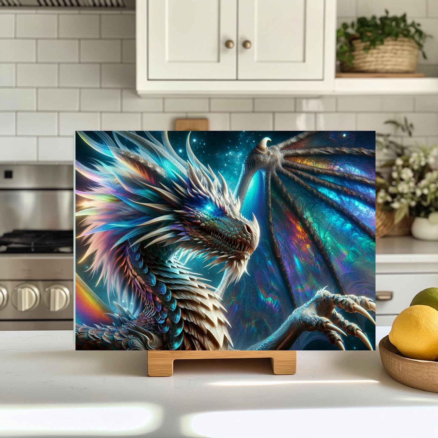 Dragon Tempered Glass Cutting Board Stunning Kitchen Art Featuring Majestic Dragon Design