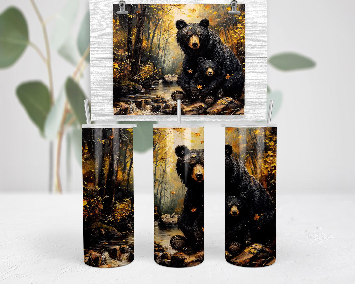 Rustic Black Bear Tumbler - Ideal Travel Cup for Wildlife Lovers Autumn Adventures