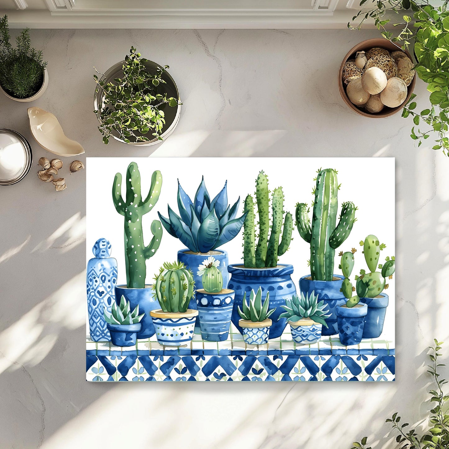 Cactus Glass Cutting Board - 11x15 Tempered Kitchen Art Vibrant Botanical Counter Decor