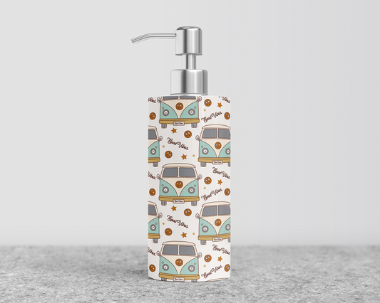Hippie Van Good Vibes 18oz Soap/Lotion Dispenser with Peace Signs and Stars, Unique Soap Dispenser, Unique Gift for Hippie, Good Vibes Peace