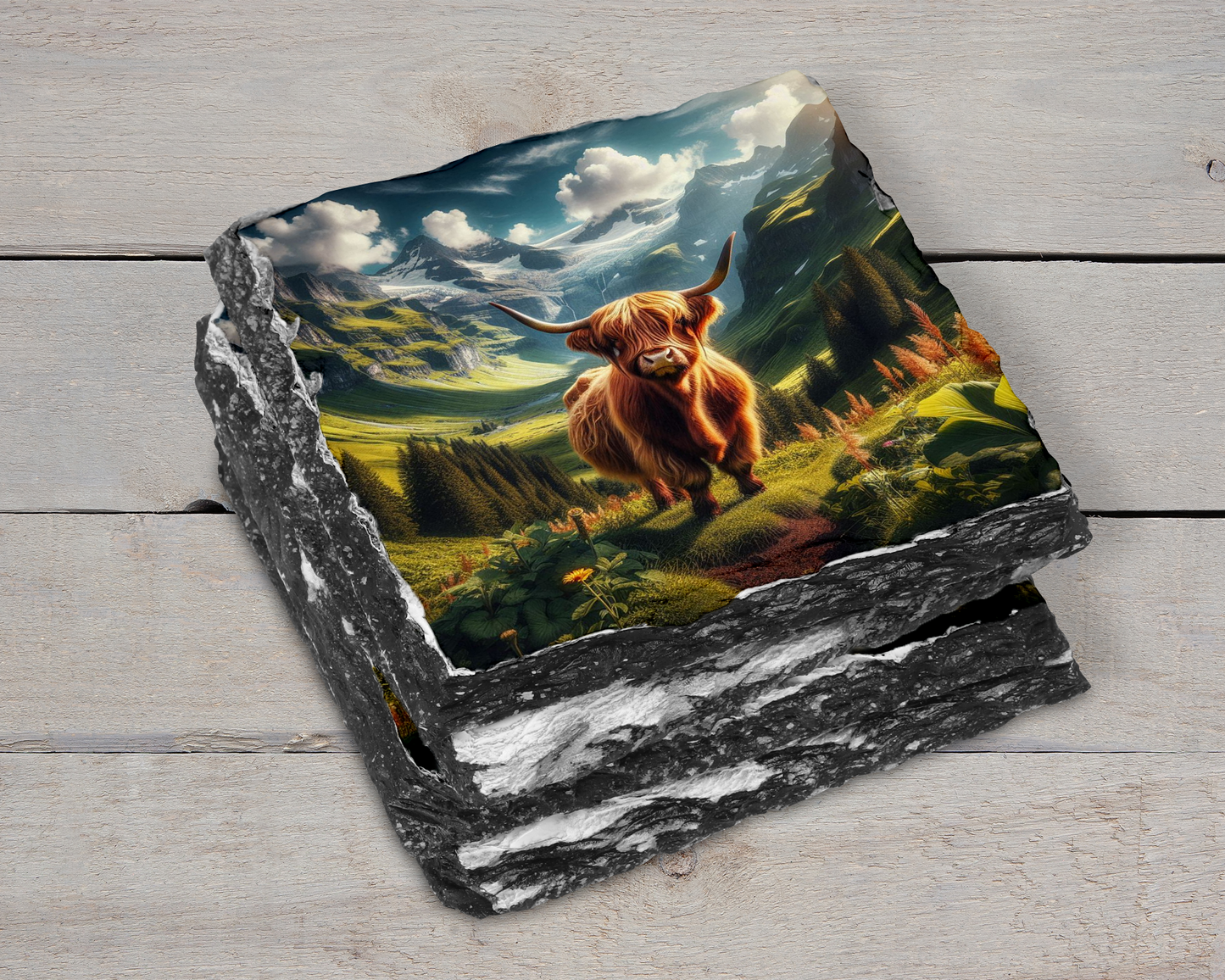 Rustic Chic Coasters - Highland Cow Theme, 4 Slate Designs