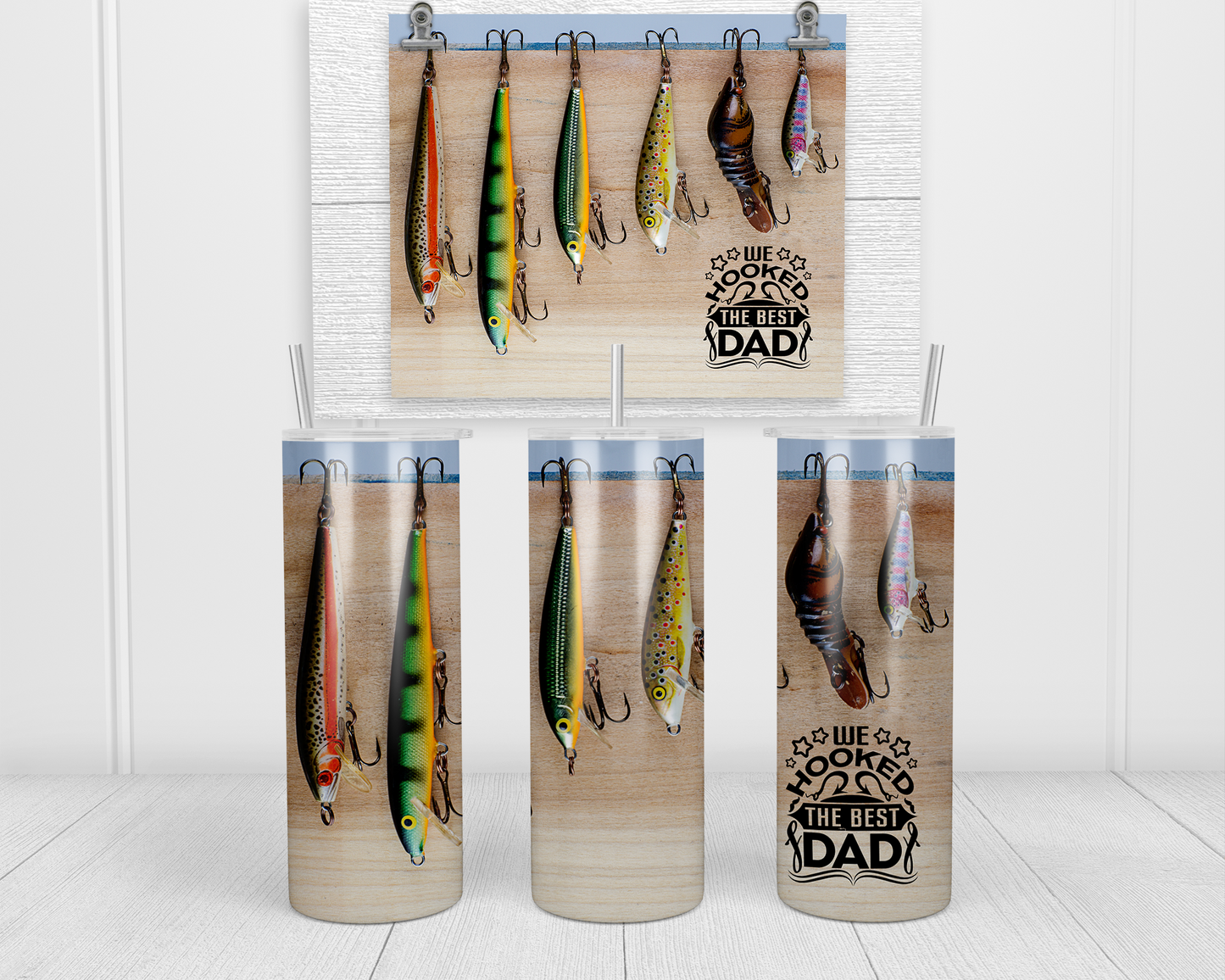 Fishing Lures Quote Tumbler, We Hooked The Best Dad Tumbler, Fisherman Gift