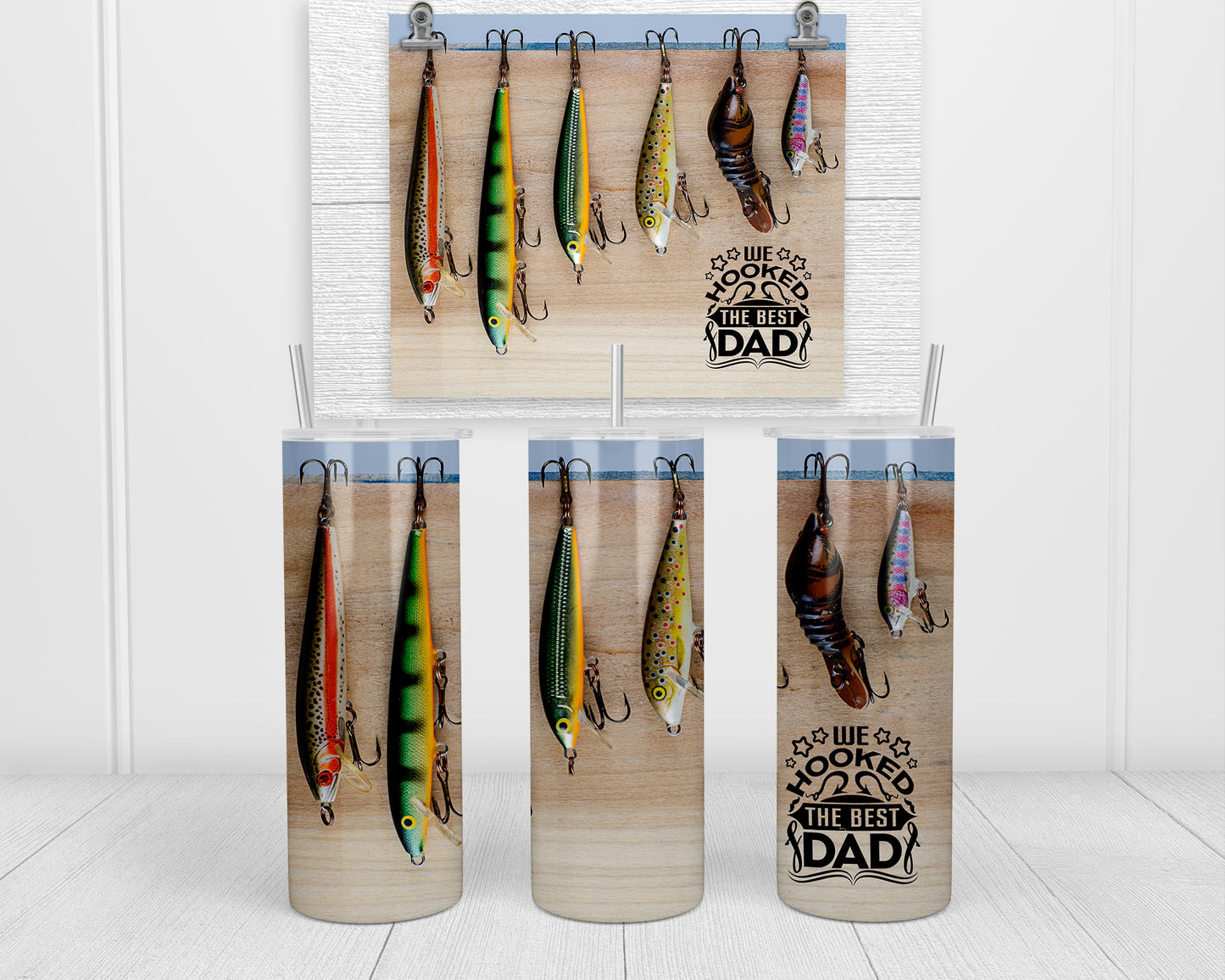 Fishing Lures Quote Tumbler, We Hooked The Best Dad Tumbler, Fisherman Gift