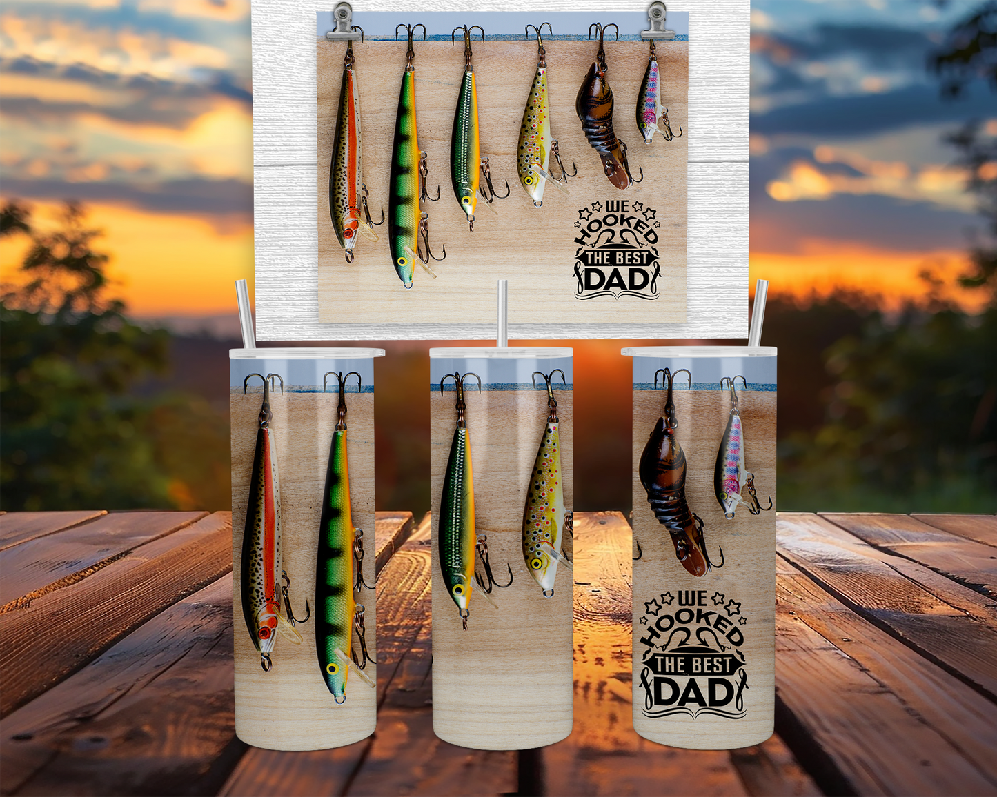 Fishing Lures Quote Tumbler, We Hooked The Best Dad Tumbler, Fisherman Gift