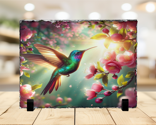 Hummingbird Photo Slate - Nature-Inspired Wall Art for Home Decor