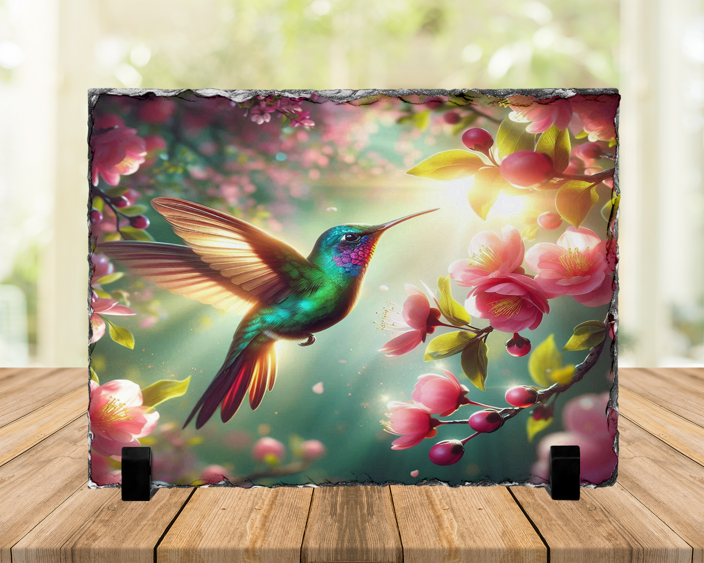 Hummingbird Photo Slate - Nature-Inspired Wall Art for Home Decor